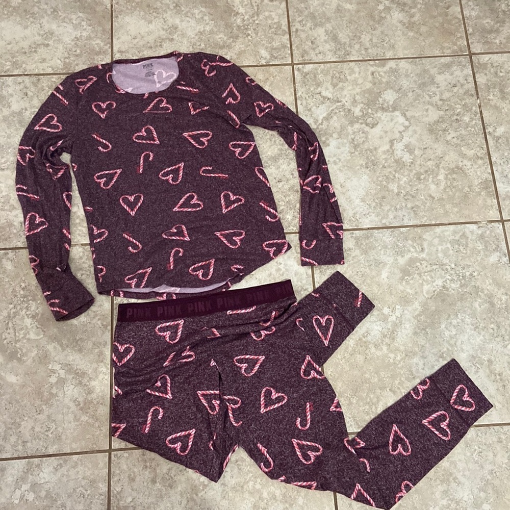 Victoria’s Secret Pink candy cane Christmas pajamas
